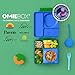 OmieBox Bento Box for Kids - Insulated Bento Lunch Box with Leak Proof Vacuum Insulated Food Jar - 3 Compartments, Two Temperature Zones (Monster Blue)