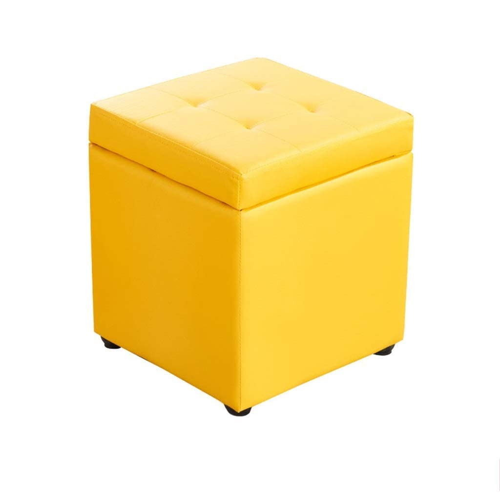 Tabouret pouf coffre de rangement en cuir PU imperméable rembourré pour maquillage