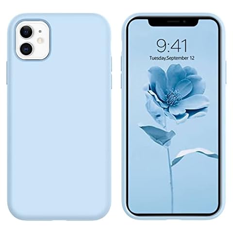 DUEDUE iPhone 11 Case, Slim Liquid Silicone Gel Rubber Full Body Protective Cover with Shockproof Anti Scratch Case for iPhone 11 6.1 inch for Women Girls, Light Blue Cover