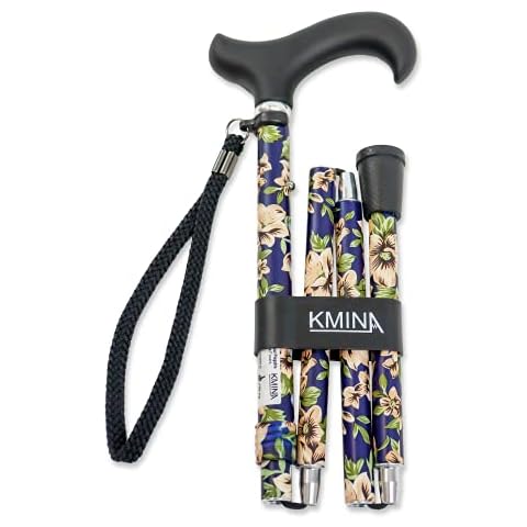 KMINA PRO - Folding Walking Sticks for Women, Floral Walking Sticks for Disabled, Folding Walking Sticks for Ladies, Adjustable Walking Cane for Women, Aluminium Walking Stick Flowers, Flowers Cane Cover