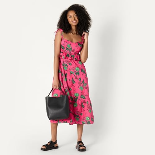 Image of Amazon Essentials Women's Fit and Flare Empire Waist Sweetheart Neck Cotton Sateen Tiered Maxi Dress