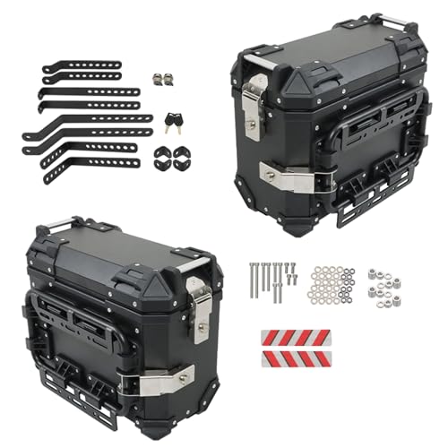 GXYWADY Caja lateral universal para motocicleta, maleta rígida lateral de 36L, negro, aluminio con soportes y cerradura de seguridad miniatura 1