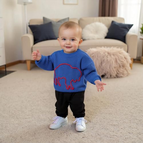 Infant Boy Girl Bison Sweater Newborn Baby Fall Clothes Winter Warm Long Sleeve Knit Pullover Tops Football Jumpers2