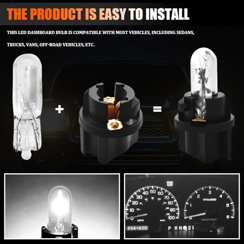 20 bombillas LED T5 para coche, interior tablero 12V miniatura 5