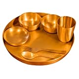 Pure Kansa (Bronze) Dinner Set – 7 Piece Indian Thali Plate Set with Bowls, Cup, Spoon, Fork – Handcrafted Ayurvedic Bronze Utensils for Wellness & Gifting