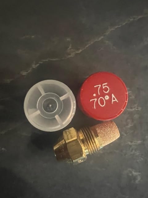 Six Pack - Oil Burner Nozzle, .75 70 A, Hollow Spray Red Cap .75 70A Oil Nozzle .75 Gallons per minute with a hollow 70 degree Spray