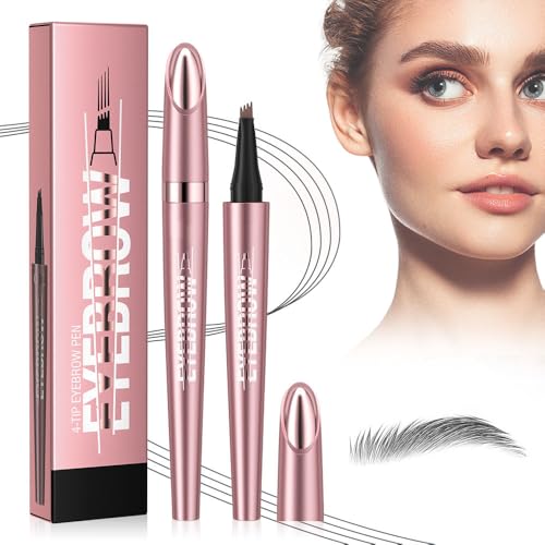 Crayon Sourcil imperméable avec 4 pointes de fourchette, 2026 3D Micro Crayon Sourcils Eyebrow Pencil, Crayon Sourcil Waterproof crée sans effort des sourcils d'apparence naturelle (03# Gris)