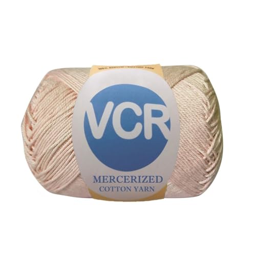 Image of VCR 4 Ply Pastel Peach 100% Mercerized Cotton Yarn, 60 Grams Hank, 190 Meters Length, Cotton Combed Ball, Smooth and Glossy Crochet Yarn for Crochet and Knitting, Pack of 1, Suitable for DIY Crafts