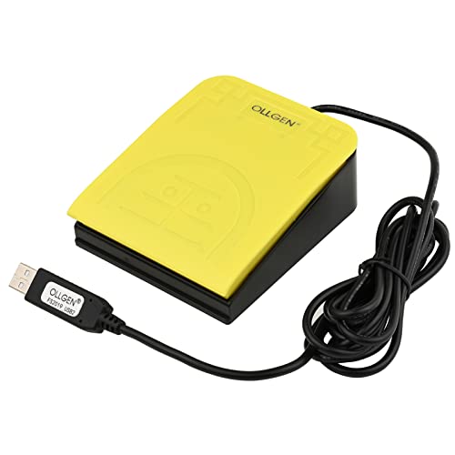 OLLGEN USB Foot Pedal for PC Gaming,Optical Control Foot Switch,Computer Map Mouse Keyboard Hotkey Combination Key Keypress Simulator Program Page Turner Transcription HID (USB Single Foot Pedal)