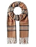 Vincenzo Boretti Herren Damen Schal kariert klassisch modern elegant edel warm leicht fein Herrenschal mit Fransen, weich wie Kaschmir beige