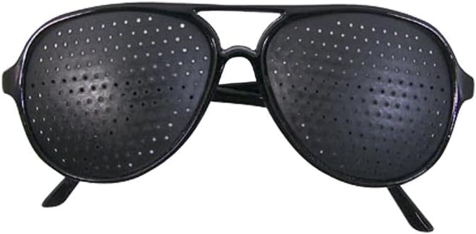 Wide Pinhole Training Glasses Black Aviator Style - Vision Exercise Eye Focus Improvement Glasses, Natural Stenopeic Eyewear for Adults Relaxation Reading