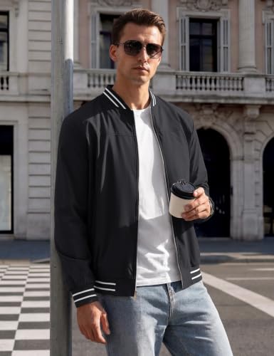 Image of TACVASEN Mens Jacket Bomber Lightweight Windproof Coat for Daily Wear