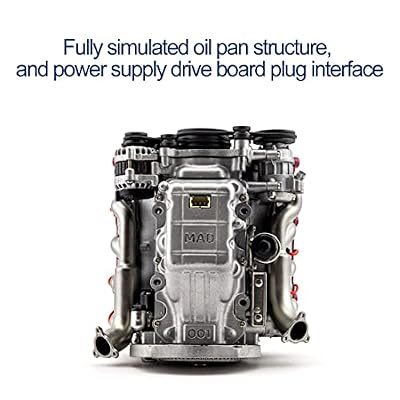 Mini V8 Engine Kit for AX90104 SCX10II Capra VS4-10 Pro/Ultra Model Car, V8 Simulate Dynamic Engine Motor MAD RC 3D Printing DIY Assembly Model-KIT Version