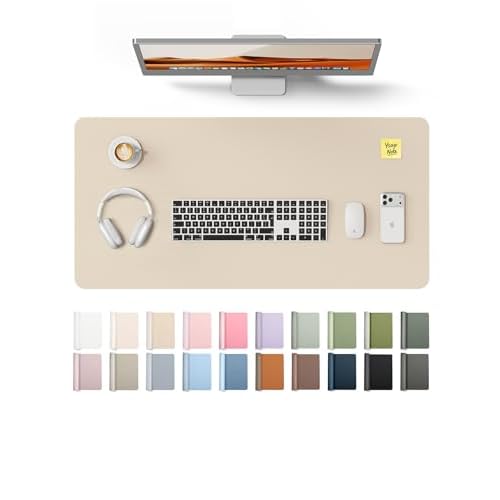 YSAGi Leather Desk Pad Protector, Large Mouse Pad, Non-Slip PU Leather Desk Blotter, Waterproof Writing Pad for Office and Home (31.5" x 15.8", Eggshe