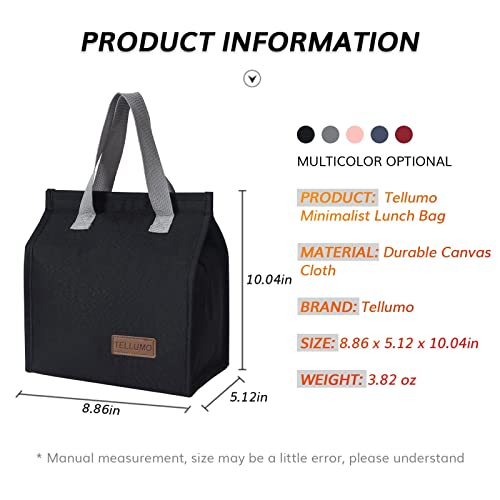 Tellumo Lunch Bag, Insulated Lunch Bag For Women Men Large Lunch Box Container Reusable Leakproof Tote For Office, Work, School, Beach Or Travel (Minimalist Black) #TOP4
