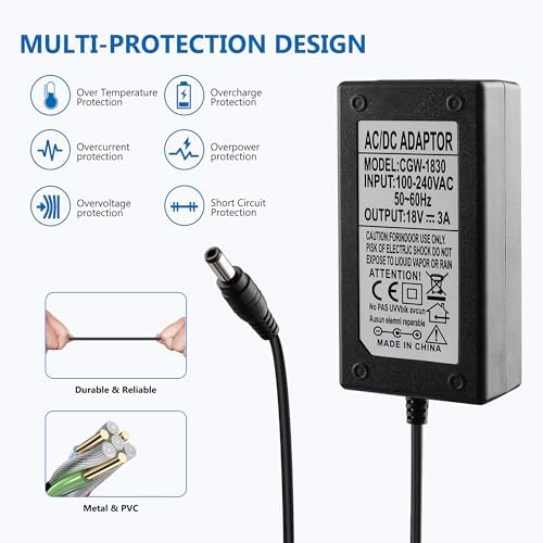 Power Cord for Cricut Explore Air 2/Expression 2/Maker/Explore/Explore Air/Explore One/Create/Cake/Mini, Replacement for Cricut Maker KSAH1800250T1M2 Cutting 18V Charger Power Supply-6.6ft