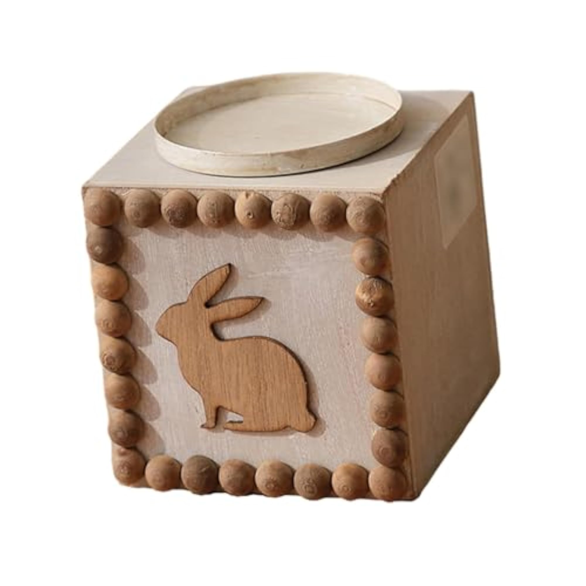 Wooden Candle Holder Rabbit Printed Candlesticks