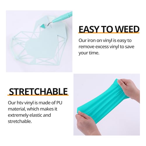 HTVRONT Turquoise Heat Transfer Vinyl - 10 Pack 12" x 10" HTV Vinyl for T-Shirt, Turquoise Iron on Vinyl for All Cutting Machine or Heat Press Machine
