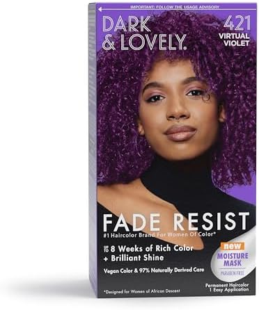 Softsheen-Carson Dark and Lovely Hair Dye, Fade Resist Hair Color with Conditioning Mask, Virtual Violet, 1 Kit