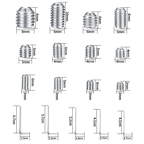 240 Pcs Allen Head Screws, M3/M4/M5/M6/M8 Hex Socket Head Screws, Grub Screw Set, Metric Stainless Steel Internal Hex Drive Cup-Point Screws Assortment Kit For Door Handles, Light Fixture Screws #TOP1