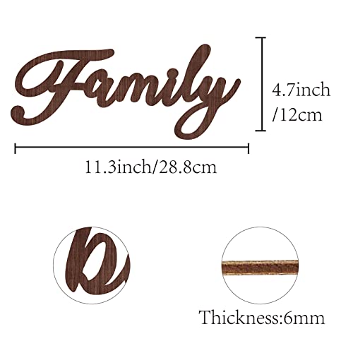 CREATCABIN Cutout Sign Family Letter Wooden Wall Art Decor Wood Word Sculpture Signs Rustic Unfinished For Housewarming Home Farmhouse Front Door Entryway Wall Decoration Brown 11.3 x 4.7inch - Image 2