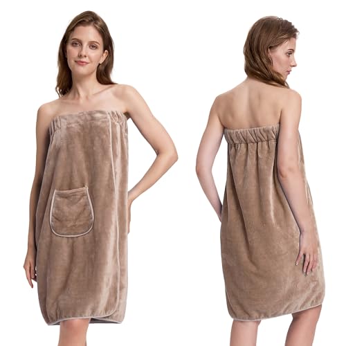 Image of PJGGZ Towel Wrap for Women, Three Adjust Clasps Closure Bath Wraps After Shower Spa Sauna Bathrobe(Available in Plus Size)