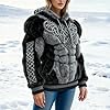 Bauzuoyo Viking Clothing Women's Men's Hoodie Vintage Sweatshirt with Hood and Pockets Flannel Cuddly Warm Pullover Nordic Mythology Print Oversized Jacket Streetwear, gray, 5XL #3