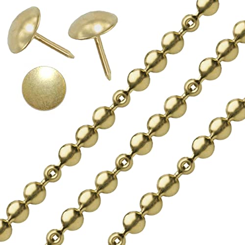 3 Meters of Upholstery Nail Stud Strips Brass Plated Finish INCULDING Nails for Sofa, Settee OR Chair