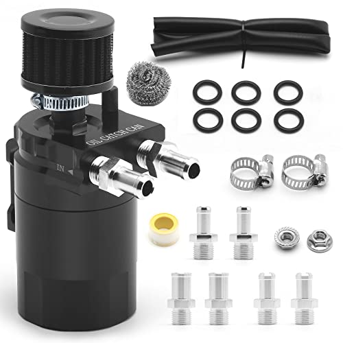 Kit depósito de aceite de aluminio universal negro con filtro y manguera de 3/8
