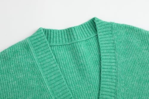 Image of Women's Knit Cardigans Open Front Long Sleeve V Neck Button Down Loose Cardigan Sweaters Cable Knit Outwear Coats