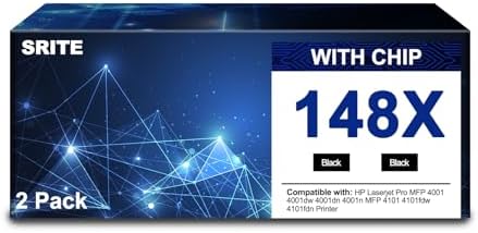 SRITE 148X W1480X Black Toner Cartridge 2Pack High Yield Compatible for HP W1480A 148A to Use with HP LaserJet Pro MFP 4101fdw 4101fdn Pro 4001dw 4001dn 4001n Printer Ink(with Chip)