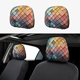 1 Poggiatesta per auto, morbido e traspirante, copertura per poggiatesta auto, con motivo colorato, copertura per poggiatesta per SUV, berlina, camion, accessori per auto