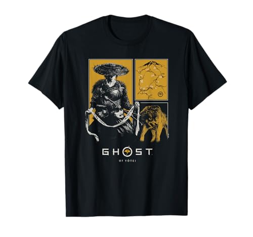 Ghost of Yotei Atsu and Wolf Portrait Panels Video Game T-Shirt