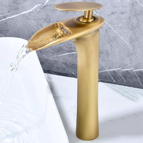 Mitigeur de salle de bains cascade en laiton massif style antique pour vasque haute