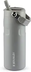 Stanley - Garrafa de Água Aerolight Flip Straw, Canudo Integrado, Abertura Grande, Aço Inoxidável Leve, 473ml Ash