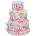 MilaBoo® 3-stöckige Windeltorte mit Premiumprodukten I Geschenk zur Geburt (3-stöckig rosa)