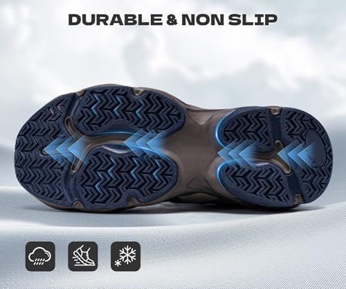 Image of LARNMERN Steel Toe Shoes for Men Non Slip Composite Puncture Proof Ergonomic Safety Work Construction Sneakers Lightweight Breathable Tennis Shoes(8 Men, Coffee Blue)