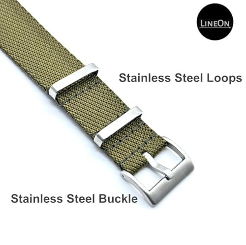 Image of Lineon 20mm & 22mm Stainless Steel 304 Buckle & loop Nylon Vintage Style NATO Watch Strap ONE WAY NATO Nylon STRAP Imported Quality With Pins and Pin Remover Tool (Include)