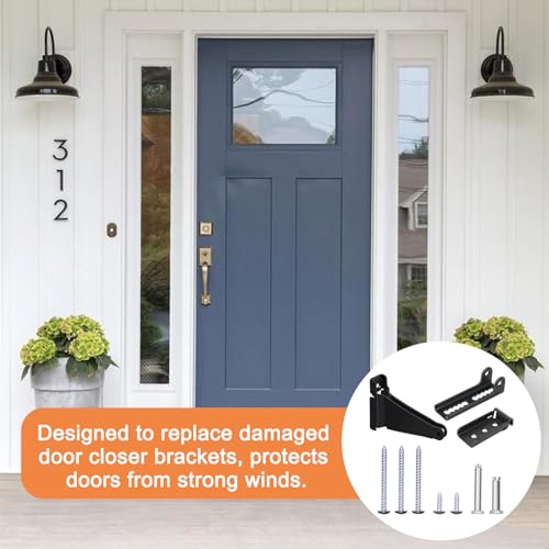 Storm Door Closer Bracket, Reinforced Repair Jamb Bracket Compatible with Andersen Emco, Larson, Pella, 40201 Door Repair Kit, Protecting Doors from Damage from Strong Winds (Black)