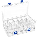 DIFIT Sortierboxen Plastik Aufbewahrungsbox Fächer Sortierkasten Kleinteilebox Für Kleinteile,Perlen,Schmuck,Ohrringe(18 FächeX2 Stücken)