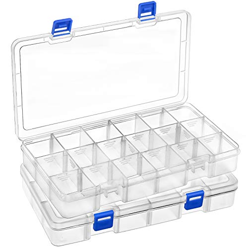 DIFIT Sortierboxen Plastik Aufbewahrungsbox Fächer Sortierkasten Kleinteilebox Für Kleinteile,Perlen,Schmuck,Ohrringe(18 FächeX2 Stücken) Cover