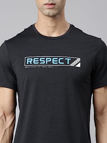 Image of XTEP Black Cooling Comfort & Elastic Training T-Shirt for Men- Polyamide+Polyester+Elastane Sports Elastic Performance Cool Tech Rapid Heat Conduction & Dissipation