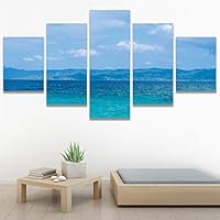 SIGNWIN 5 Panel Canvas Wall Art Modern Art Beach Coastal Multicolor Photography Relax/Calm Romantics for Home Decorations Ready to Hang - 60