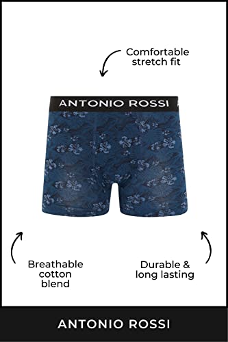 ANTONIO ROSSI Men's (3-Pack) Boxer Hipsters, Black/Blue/Blue Print, S - Image 3