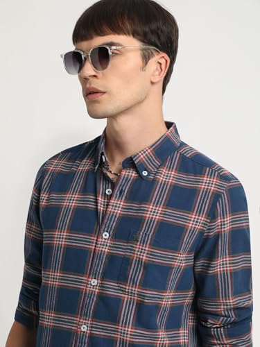 Image of THE BEAR HOUSE Men's Cotton Checked Slim Fit Casual Shirt