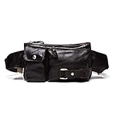 FANDARE Vintage Bolso Pecho Cuero Cangurera Bolsos de Hombre Pecho Sling Crossbody Bag Bolsos Cruzados Bandoleras Bolsas de automoción Viaje Deportes Ciclismo Montañismo Impermeable Marron Oscuro