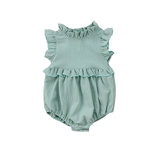 Minuya Neugeboren Baby Mädchen Baumwolle Rüschen Kragen Sleeveless Strampler Bodys Overall Kleidung Cover