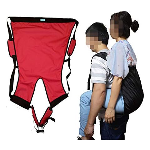 Double Layer Patient Lift Sling Carrier One-Person Transferring Belt for Carrying Up and Down Stairs to Bed,Wheelchair,Chair,Car,Vehicle for Elderly,Handicapped,Disabled,Bedridden (Red, Large) Cover