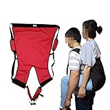 Double Layer Patient Lift Sling Carrier One-Person Transferring Belt for Carrying Up and Down Stairs to Bed,Wheelchair,Chair,Car,Vehicle for Elderly,Handicapped,Disabled,Bedridden (Red, Large)