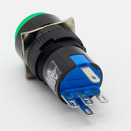 Pulsador de 16 mm momentáneo amarillo en 220V con rosca de precisión para maquinaria industrial 3